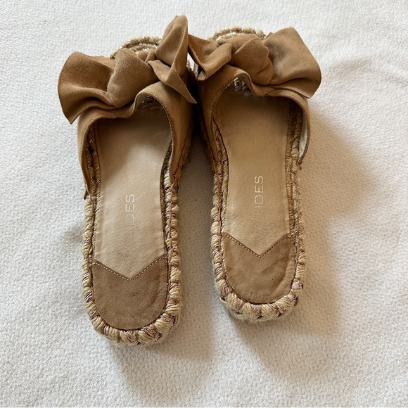 J/SLIDES Sandals Suede Espadrille Slide Tan Bow Size 8 - Picture 5 of 16